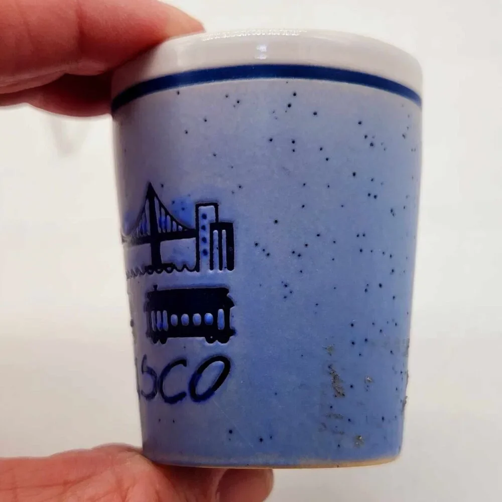 San Francisco Blue Ombre Ceramic Stoneware Shot Glass Collectible Souvenir